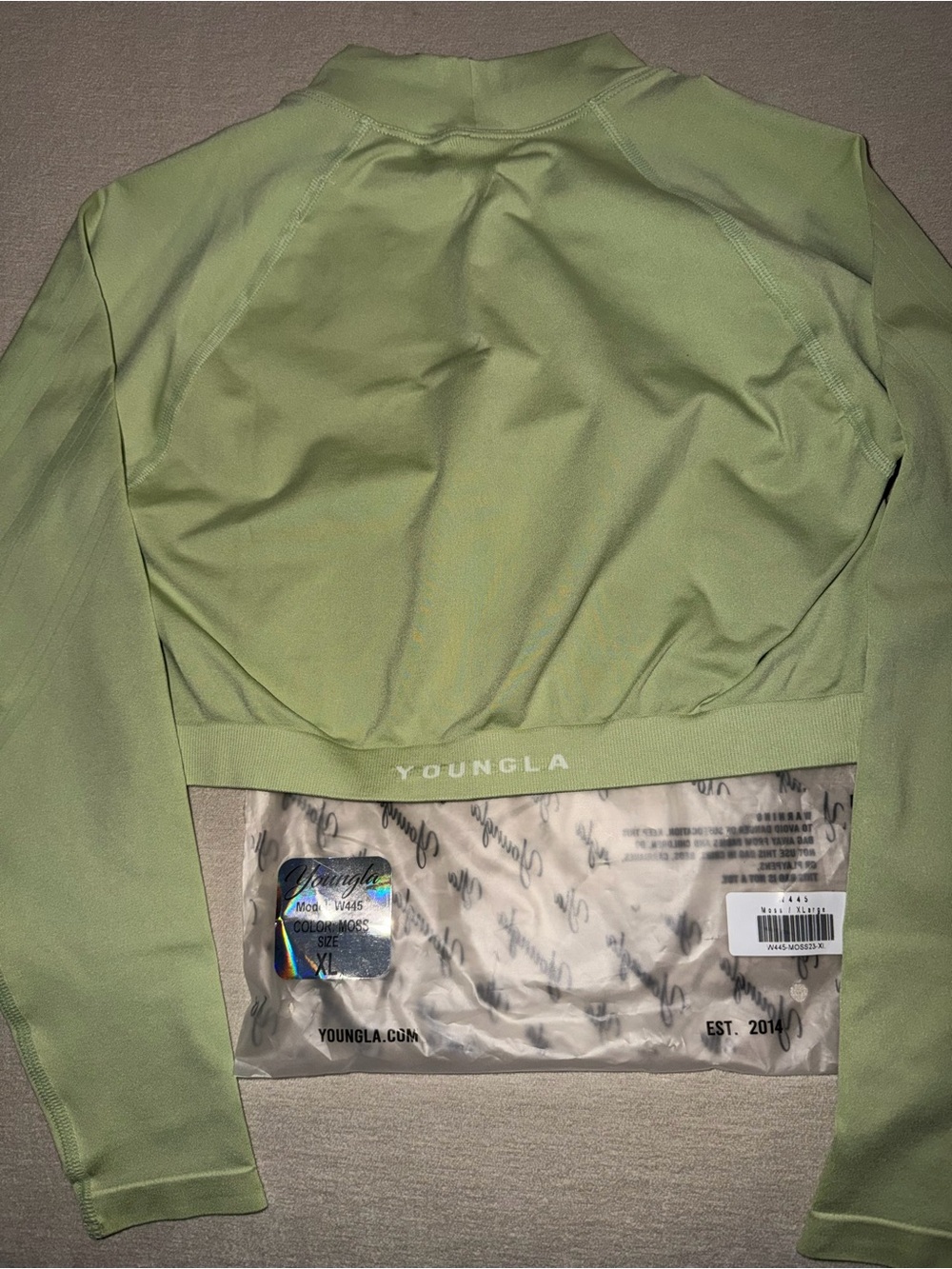 YoungLA womens moss Green Crop long sleeve XL